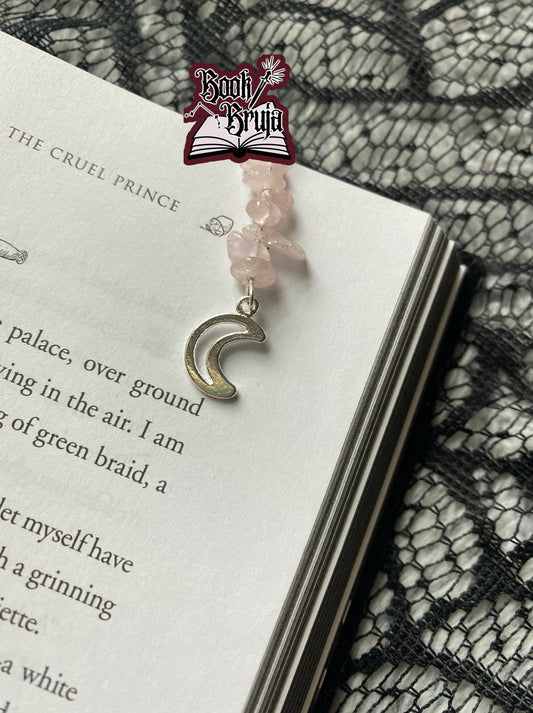 Rose Quartz Moon Bookmark
