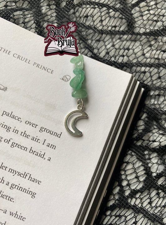 Green Aventurine Moon Bookmark
